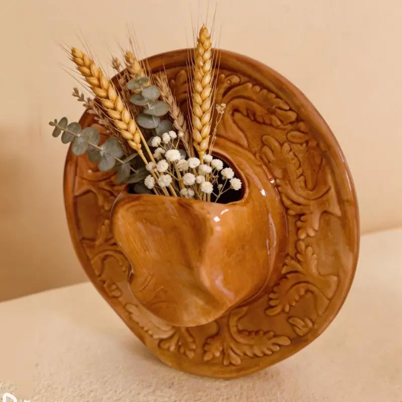 Handmade Ceramic Hat-Shaped Vase | Nordic Porcelain Decor Decorative Ceramic Vase QXL A2