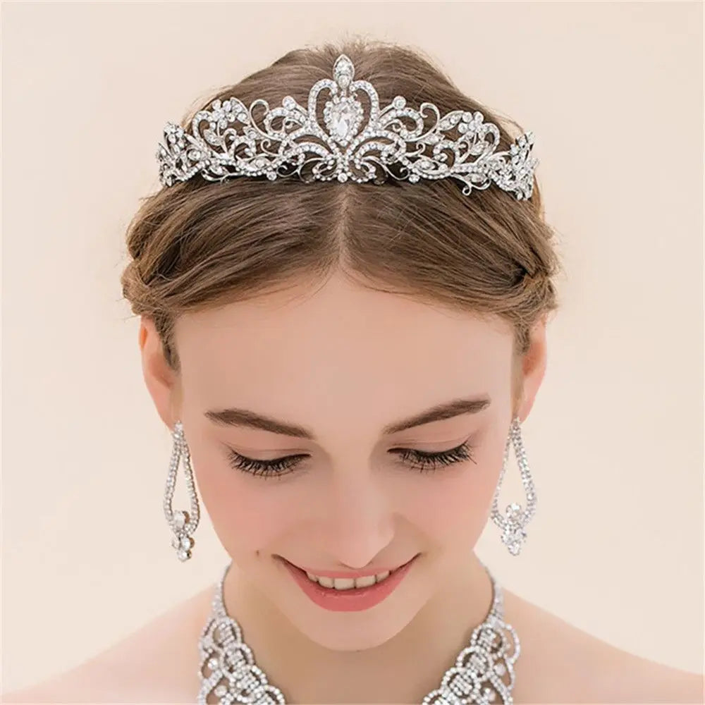 Crystal Rhinestone Princess Tiara Crown Headband – Wedding & Party Crystal Crown Headband QXL