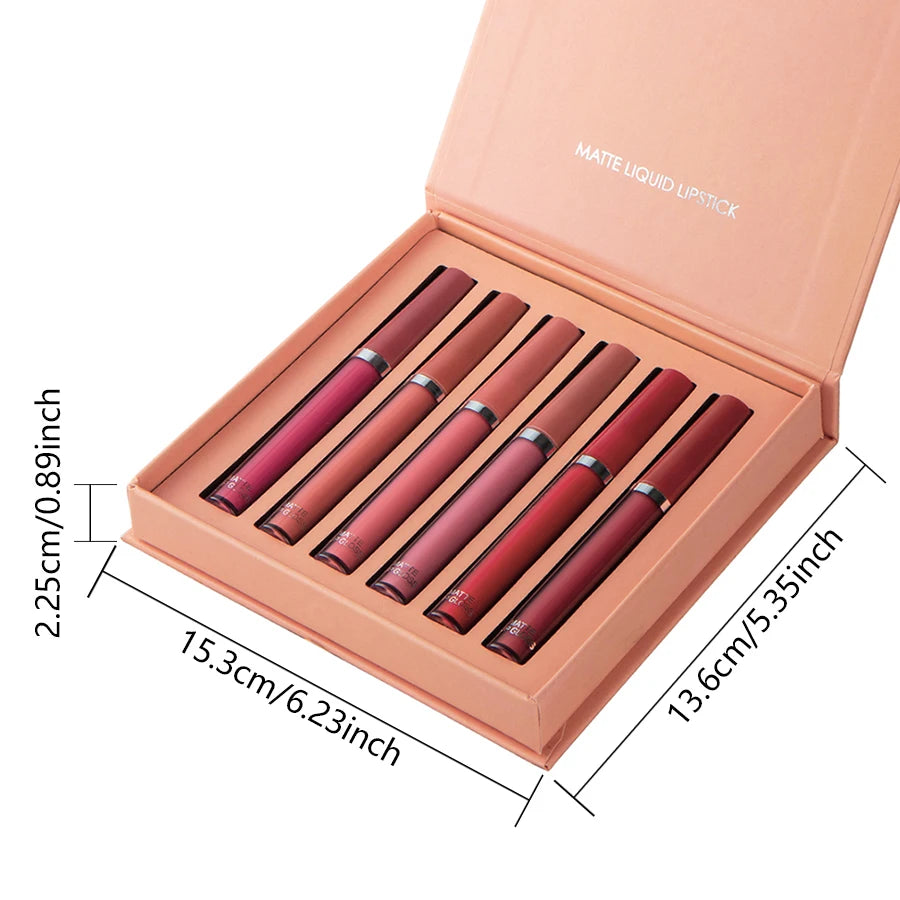 MAXFINE 6-Pc Matte Velvet Liquid Lipstick Set | Gift Box Liquid Lipstick Set QXL