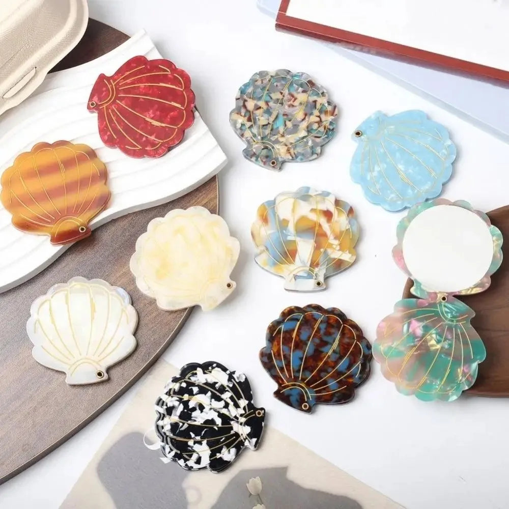 Shell Shape Folding Travel Makeup Mirror | Portable Compact Compact Travel Mirror QXL