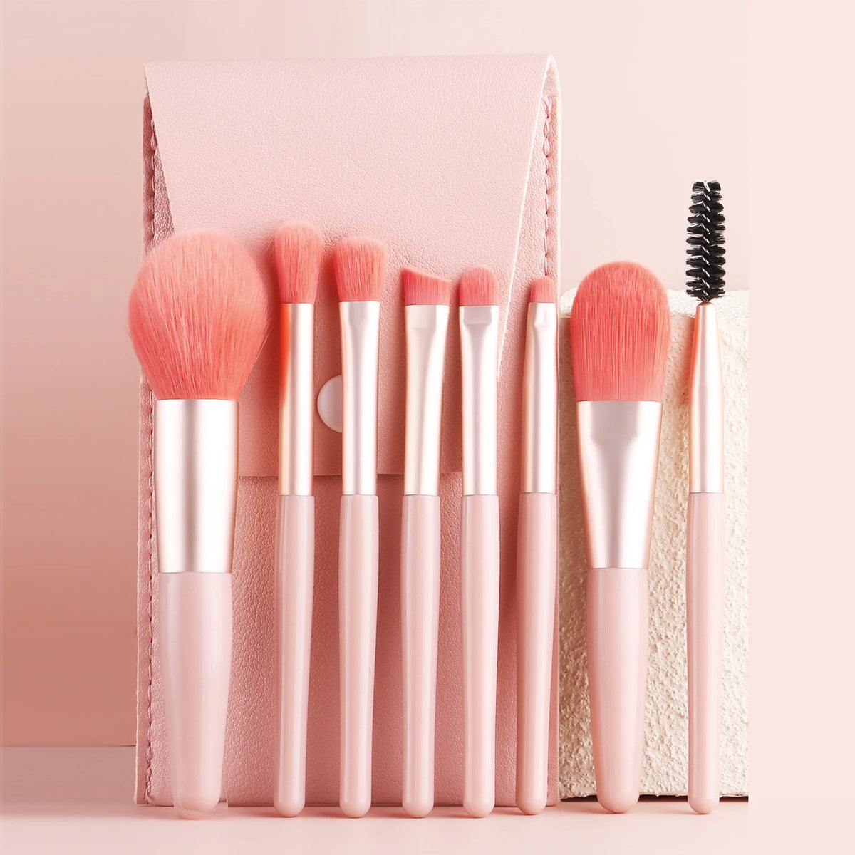 Ronshadow 8-Pc Makeup Brush Set with Button Storage Bag Makeup Brush Set QXL