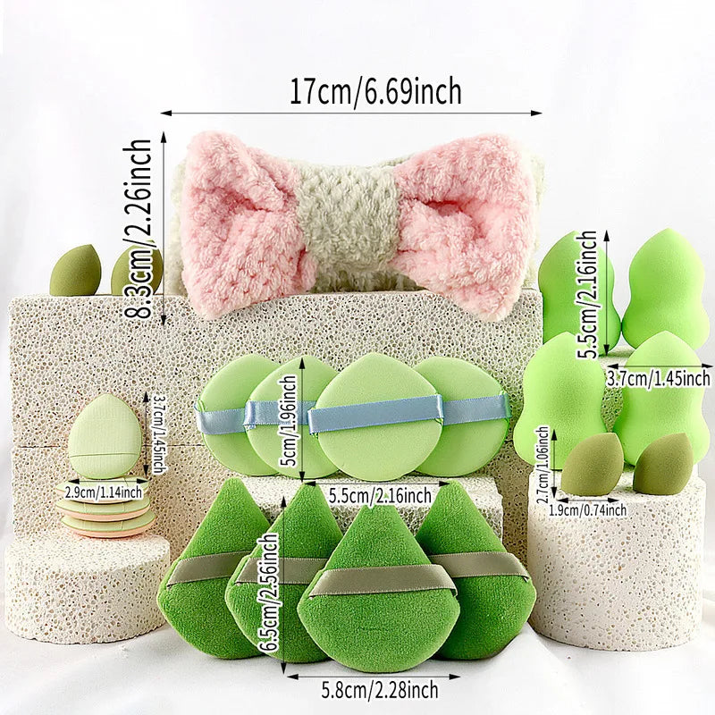 35-Piece Makeup Brush Set with Tools & Bag – Green Combo Makeup Brush Set QXL