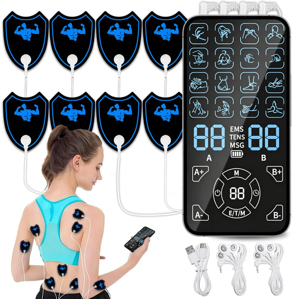 TENS & EMS Muscle Stimulator | 16 Modes, Dual Channel Massager Muscle Stimulator QXL