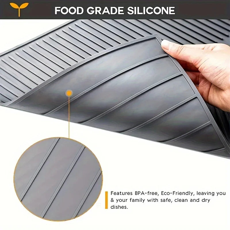 Large Silicone Dish Drying Mat | Folding Drainer & Heat Pad Dish Drying Mat QXL