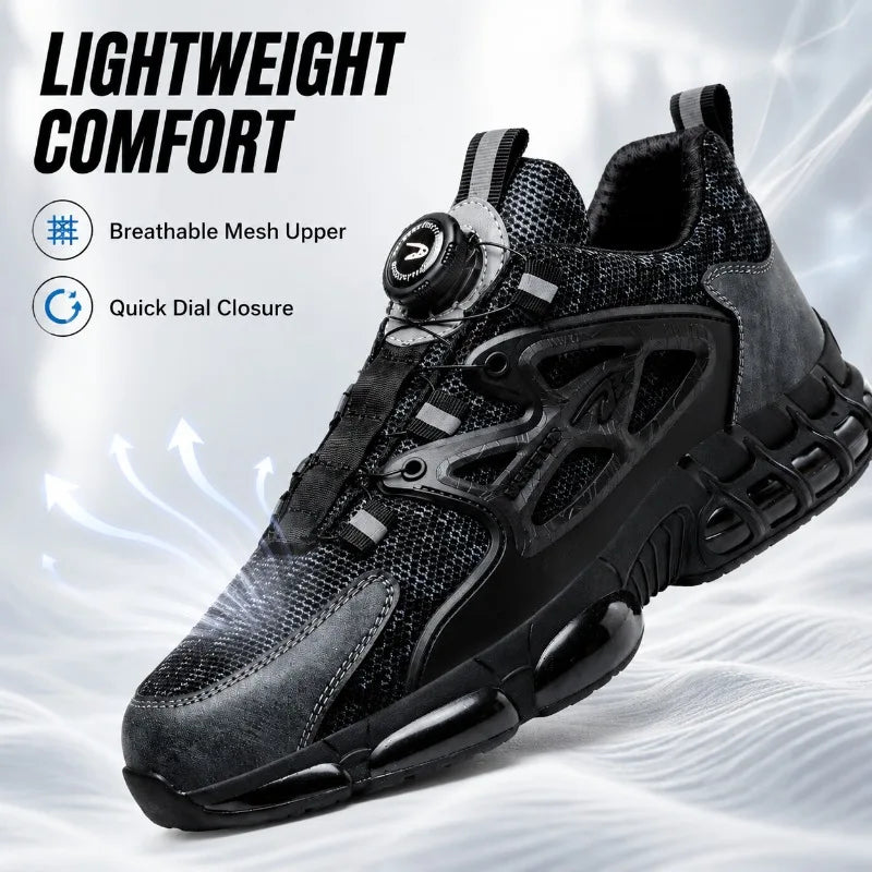 Men's Steel Toe Safety Work Sneakers | Lightweight & Breathable Safety Work Shoes QXL