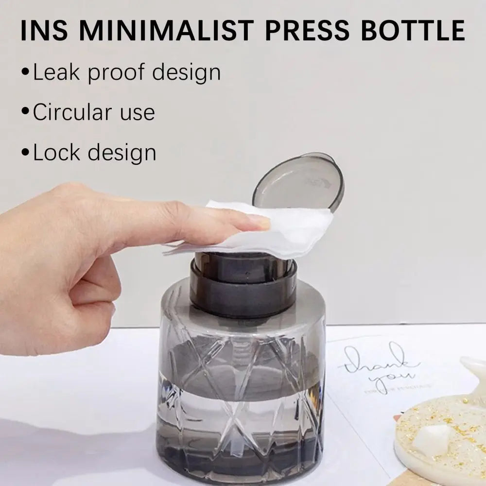 Lockable Refillable Pump Bottle 100ml | Makeup & Nail Cleaner Pump Dispenser Bottle QXL