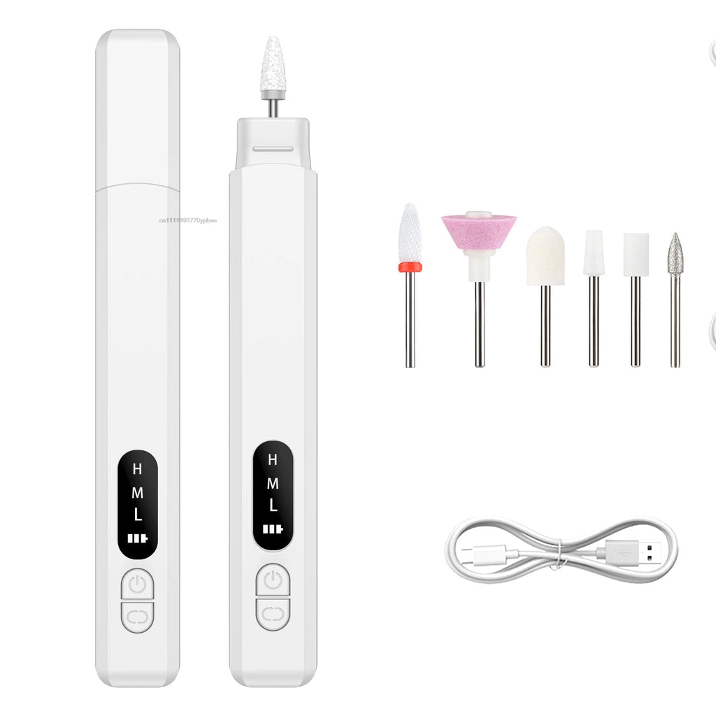 Cordless Electric Nail Drill 25000 RPM | 6 Bits Rechargeable Electric Nail Drill QXL
