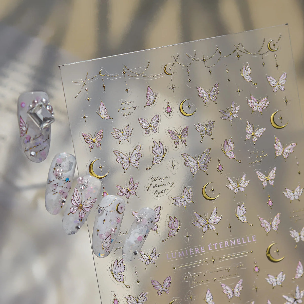5D Nail Stickers – Dreamy Butterfly Moon Star Decals Nail Art Stickers QXL