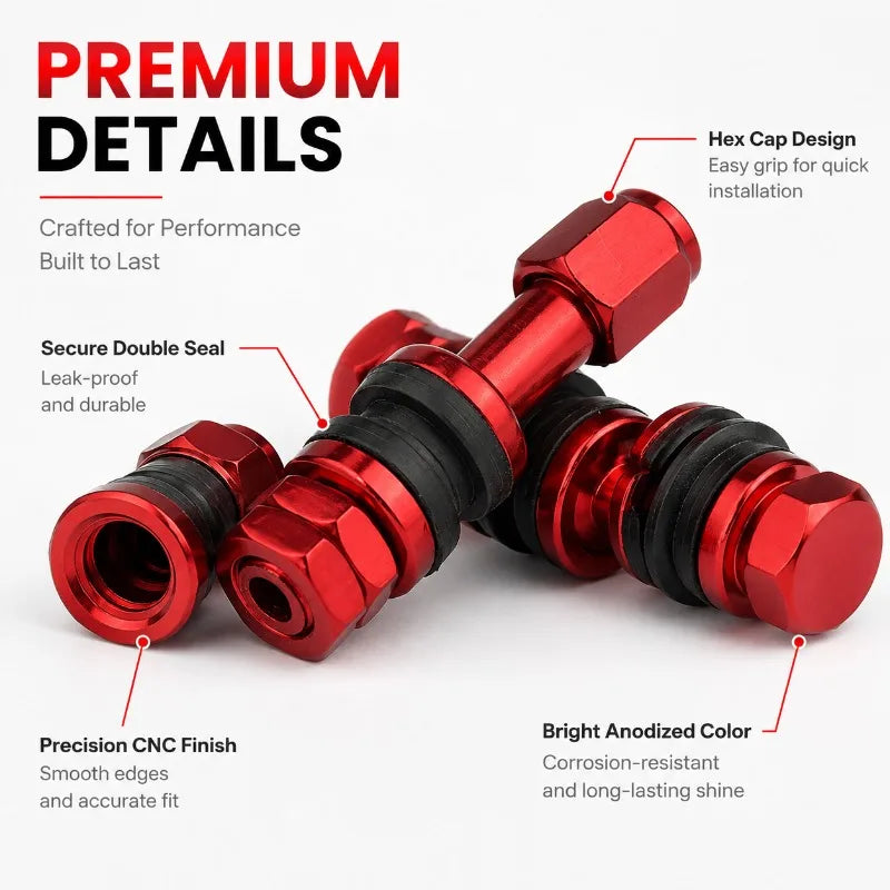 4-Pack TR43E Aluminum Tire Valve Stems for Tubeless Rims Tire Valve Stems QXL
