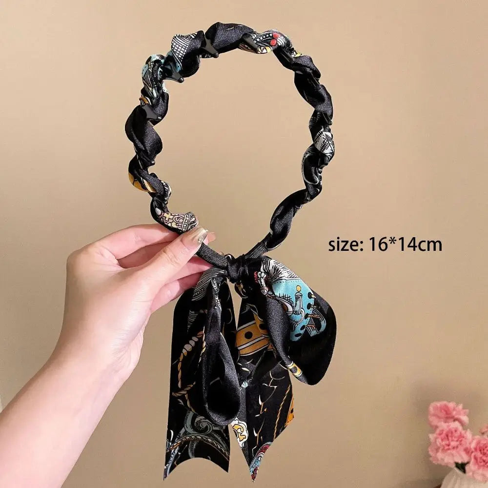 Retro Satin Hair Band – Non-Slip Bow Headband for Women Satin Hair Headband QXL