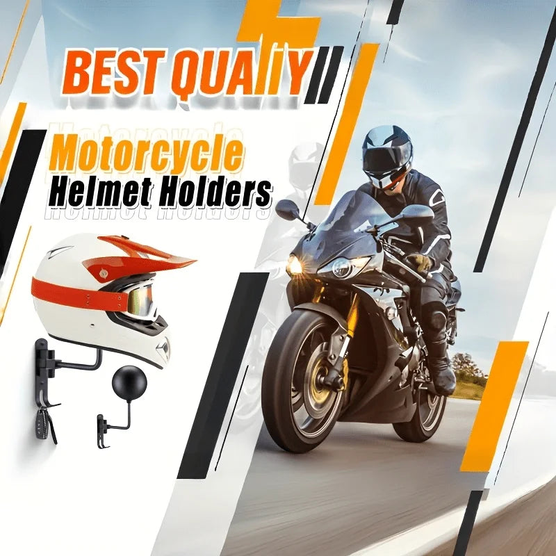 Wall-Mount Metal Motorcycle Helmet Rack | 180° Rotating Hooks Helmet Wall Rack QXL