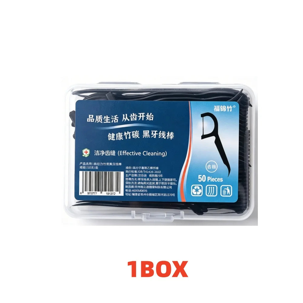 50-Pack Ultra-Fine Floss Picks | Portable Dental Flossing Sticks Dental Floss Picks QXL 1BOX