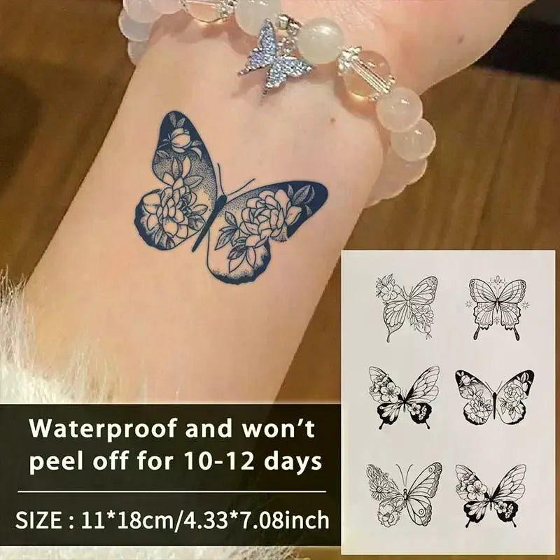 3D Butterfly Temporary Tattoo Stickers | Herbal Body Art 6-Pack Temporary Tattoo Stickers QXL