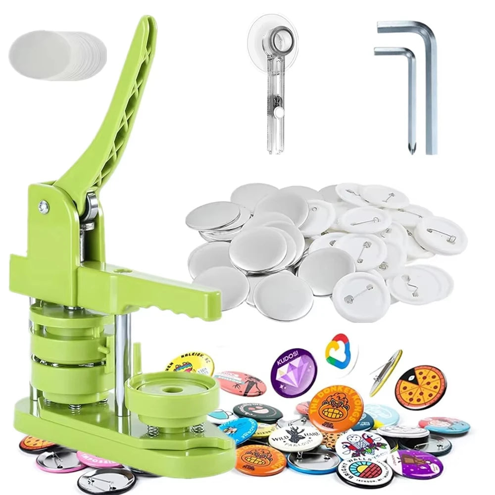 DIY Badge Button Maker Machine Kit 25–58mm | 100 Parts Badge Maker Kit QXL