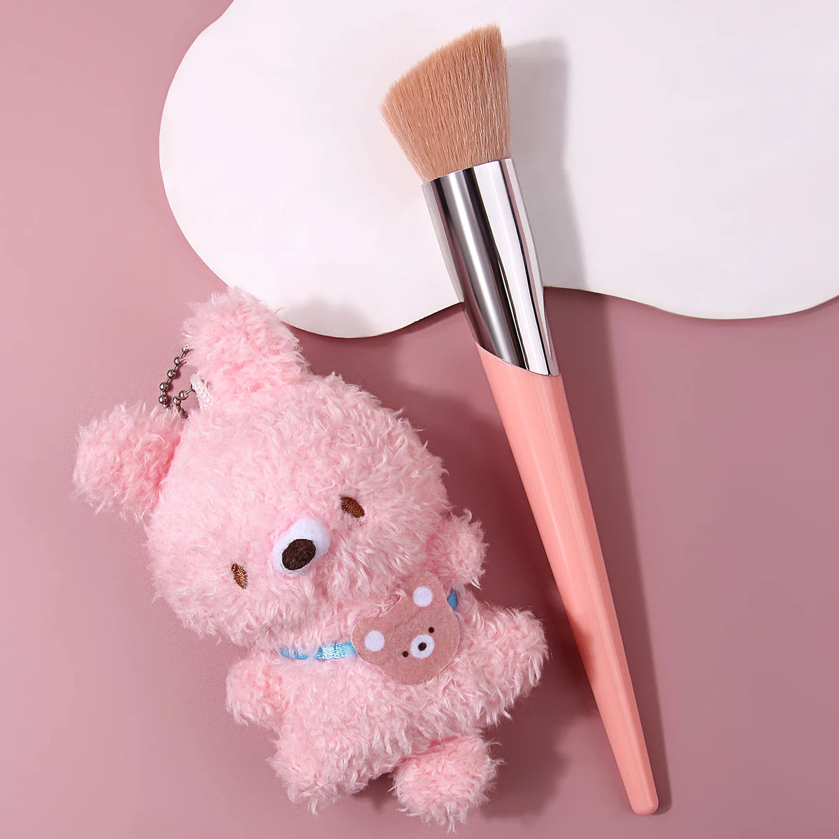 2-Pack Blush & Sculpting Brushes | Bunny Pendant Pink Handle Blush Brush Set QXL