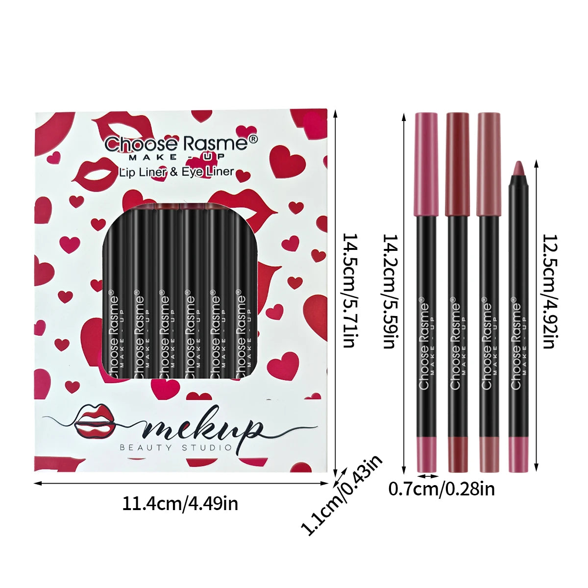 12-Piece Matte Lip Liner Set – Waterproof, Long-Lasting Nudes Lip Liner Set QXL