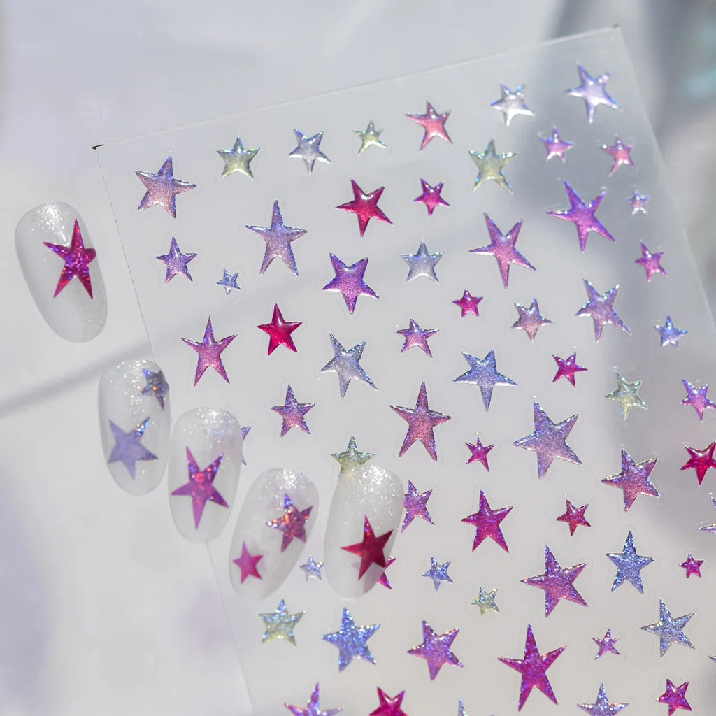 5D Holographic Star Nail Art Stickers | Self-Adhesive Decals Nail Art Stickers QXL