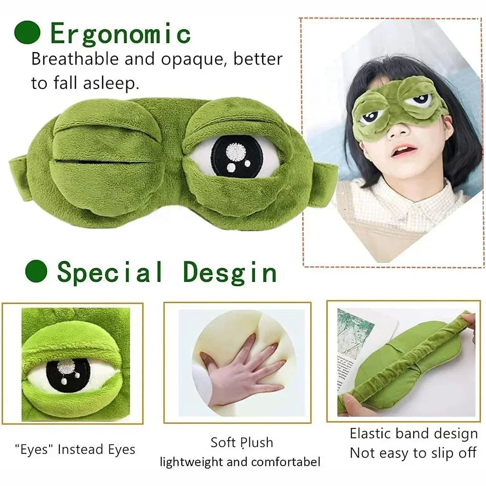 3D Frog Sleep Mask – Soft Plush Blindfold for Travel & Home Sleep Mask QXL
