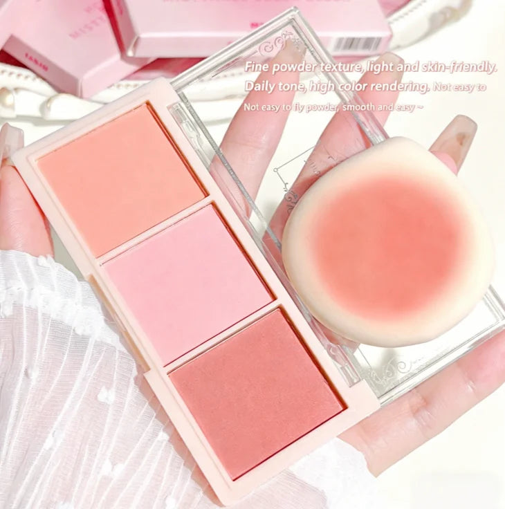HISYI Three-Color Matte Blush | Natural Finish Rouge Powder Powder Blush QXL