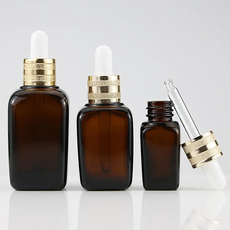 4-Pack 100ml Amber Glass Dropper Bottles | Oil & Serum Glass Dropper Bottles QXL