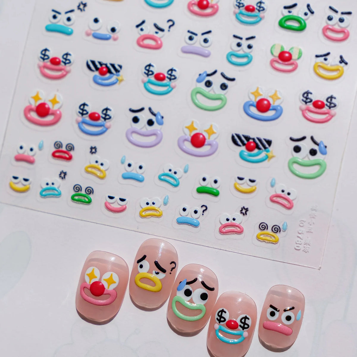5D Funny Face Nail Art Stickers | Cartoon Expression Decals Nail Art Stickers QXL