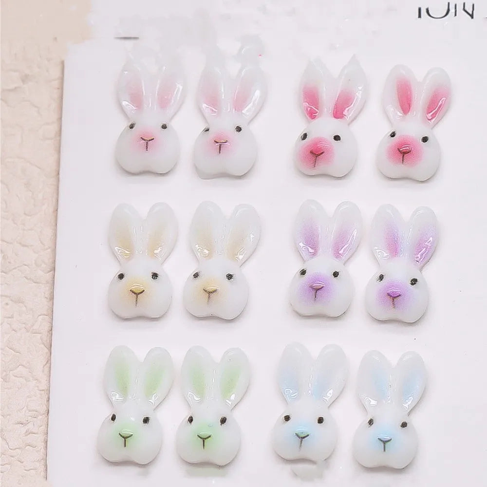 20-Pc Kawaii Rabbit Resin Nail Charms | 3D Rhinestone Decor Nail Art Charms QXL 20pcs
