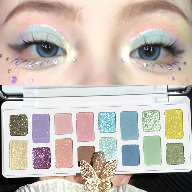 16-Color Matte Shimmer Eyeshadow Palette | Nude & Glitter Eyeshadow Palette QXL