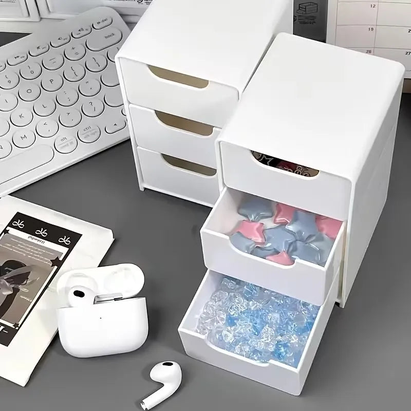 3-Compartment Stackable Drawer Storage Box | Desk Organizer Drawer Storage Box QXL
