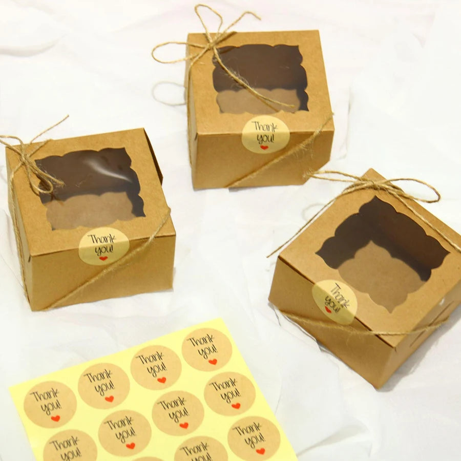 Kraft Bakery Boxes with Window | Cupcake & Cookie Gift Boxes Bakery Gift Boxes QXL