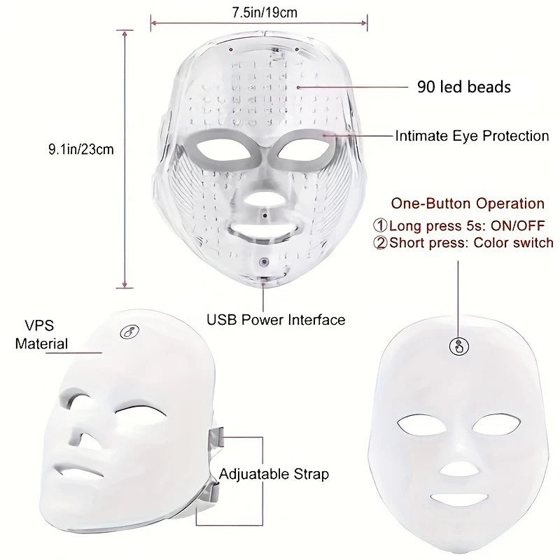 7-Color Photon LED Face Mask | Wireless Skin Rejuvenation LED Face Mask QXL