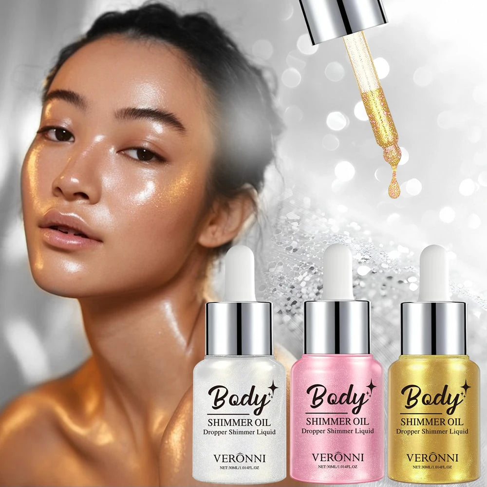 Liquid Shimmer Highlighter Drops for Face & Body – 30ml Liquid Highlighter Drops QXL