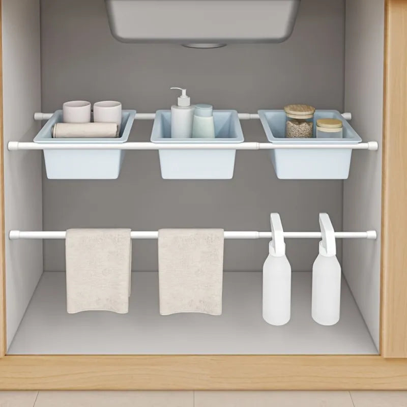 Telescopic Bathroom Rod – Towel, Curtain & Clothes Hanging Bar Telescopic Hanging Rod QXL