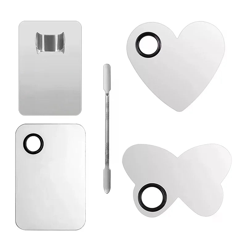 Stainless Steel Makeup Mixing Palette, Ring & Stick Set Makeup Mixing Palette QXL