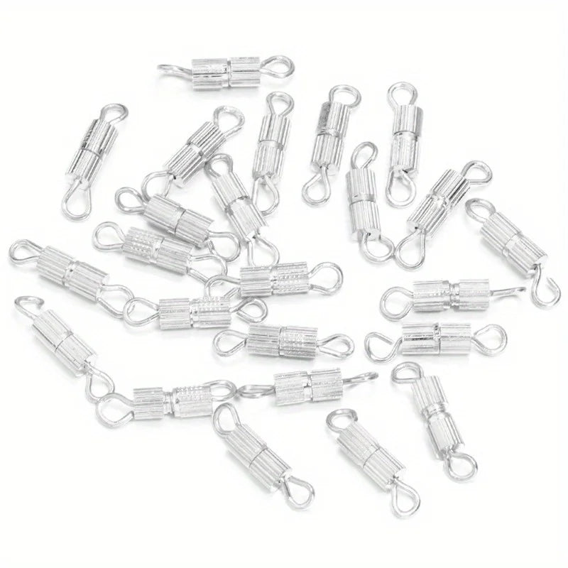 10-Pack Spiral Screw Clasps | DIY Bracelet & Necklace Buckles Jewelry Clasp Set QXL Silvery