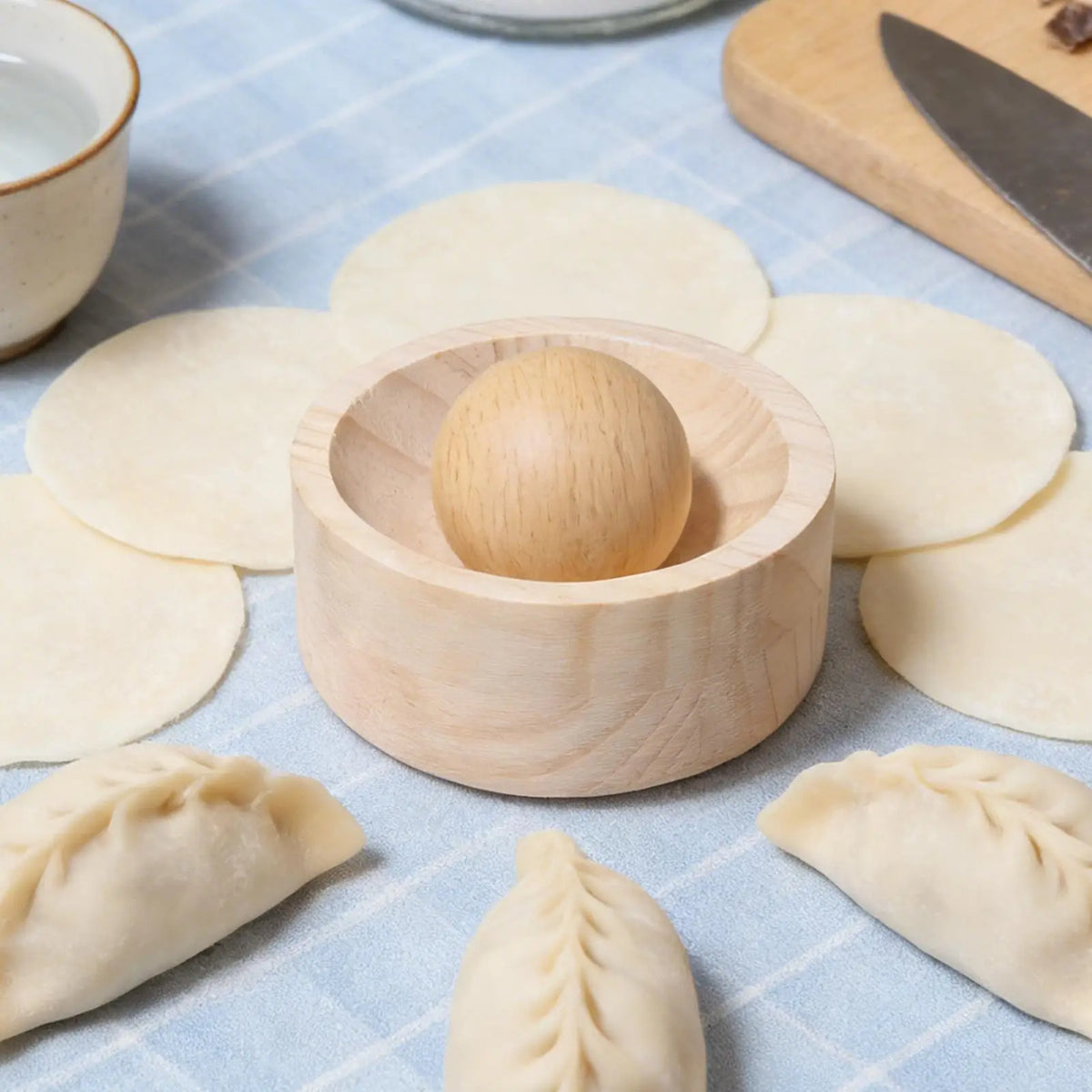 Wooden Dumpling Press Tool | Natural Pine Dough Skin Maker Dumpling Press Tool QXL