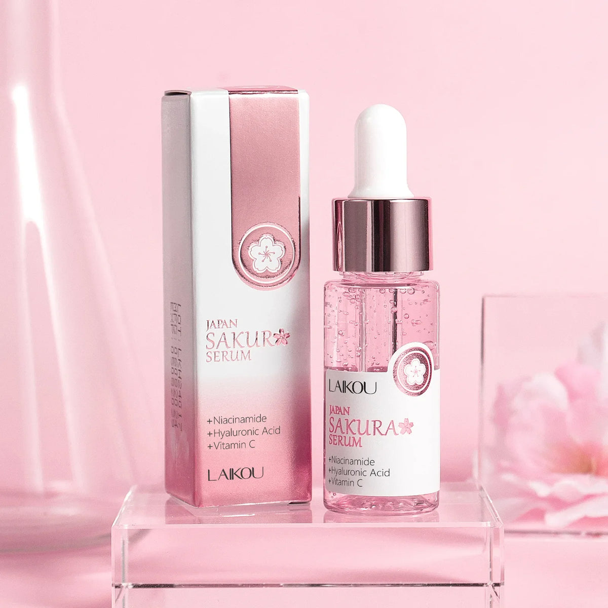 LAIKOU Sakura Serum 17ml – Pore Minimizing & Brightening Essence Face Serum QXL