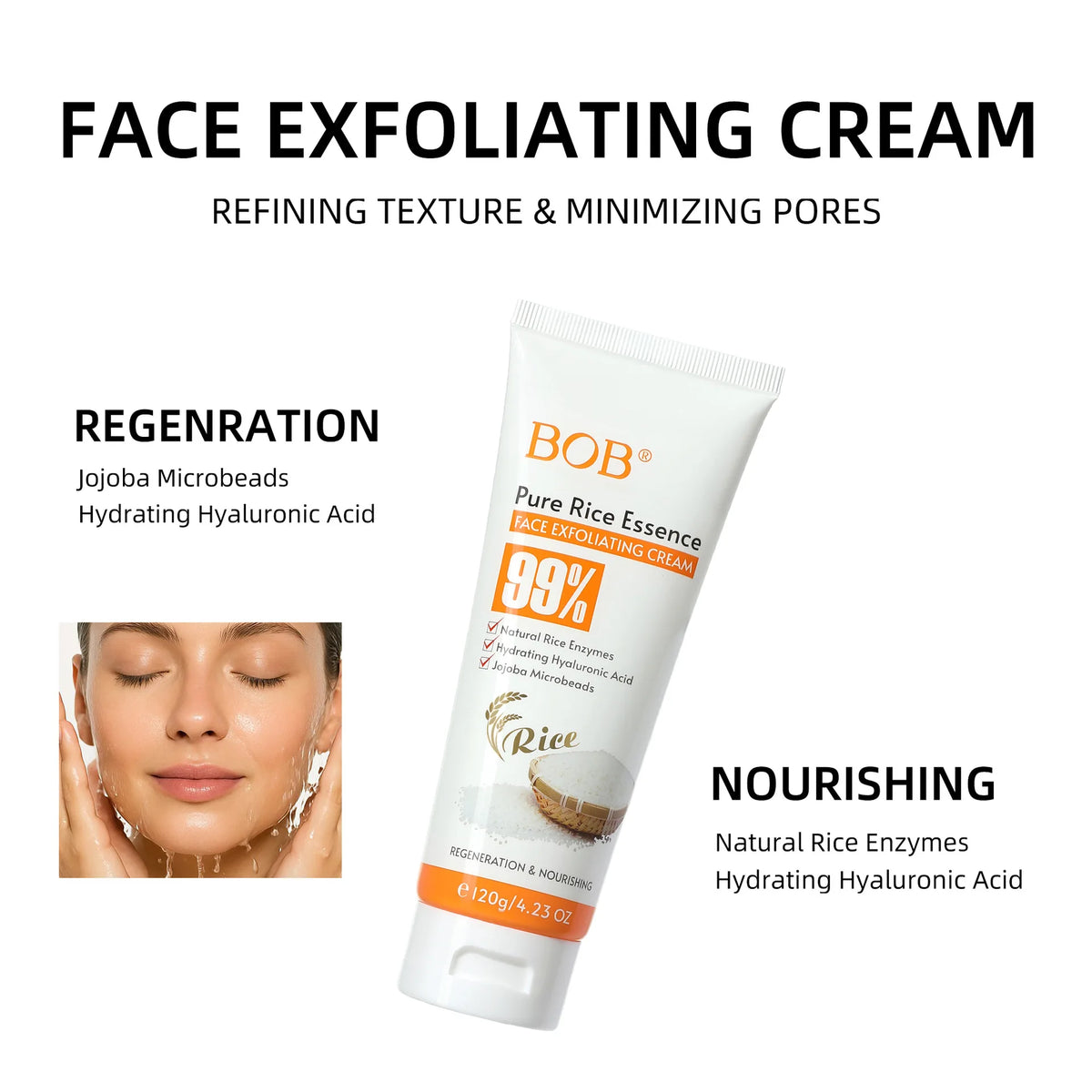 Rice Facial Scrub – Deep Pore Cleansing & Exfoliating Cream Face Exfoliating Scrub QXL