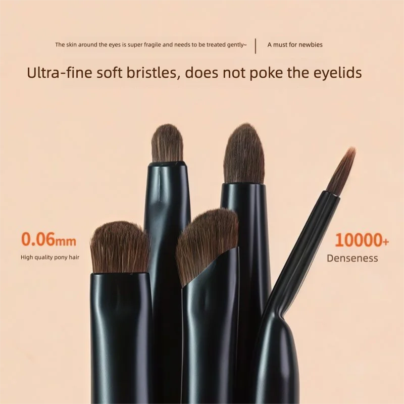 5-Piece Horsehair Detail Eye Brush Set – Eyeshadow & Eyelid Eye Brush Set QXL