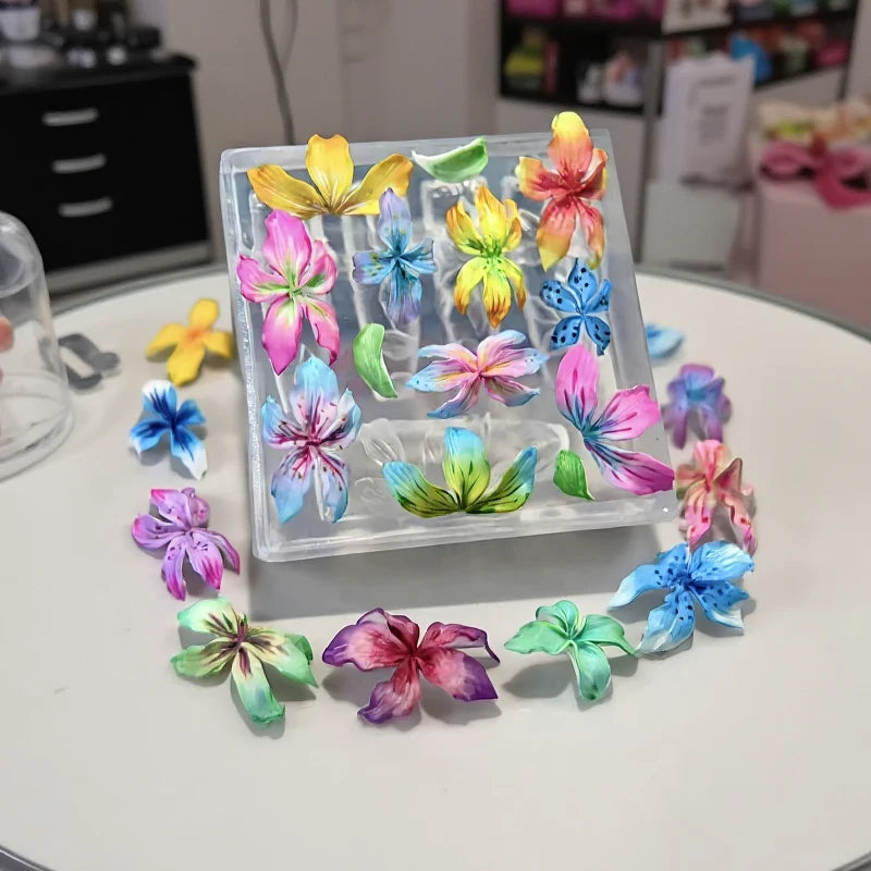 3D Hibiscus Silicone Nail Art Mold | Floral Carving Template Nail Art Mold QXL