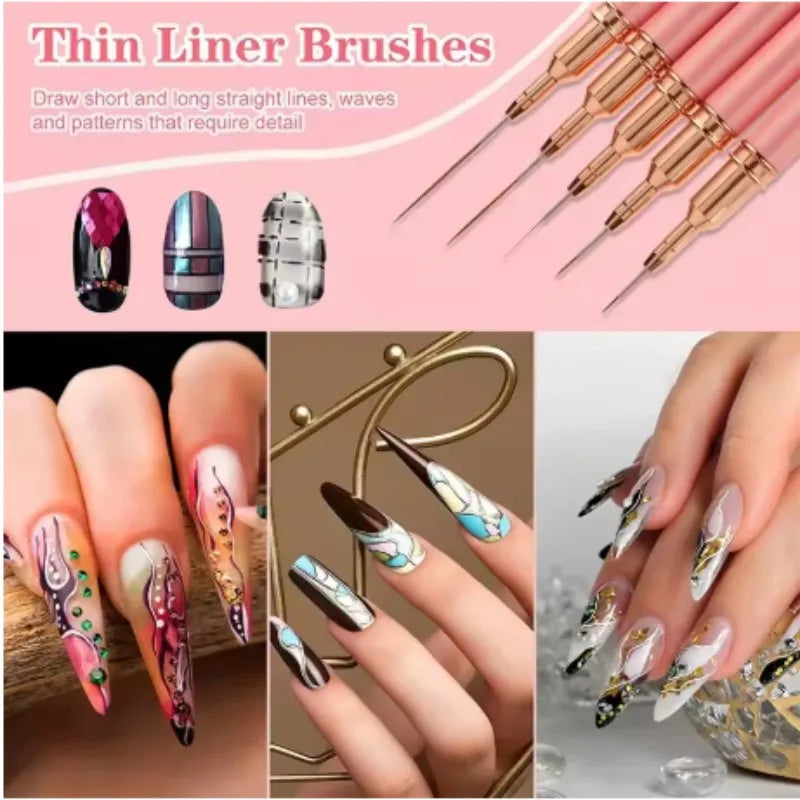 Professional Nail Art Painting Brush Set | Detail Drawing Pens Nail Art Brush Set QXL