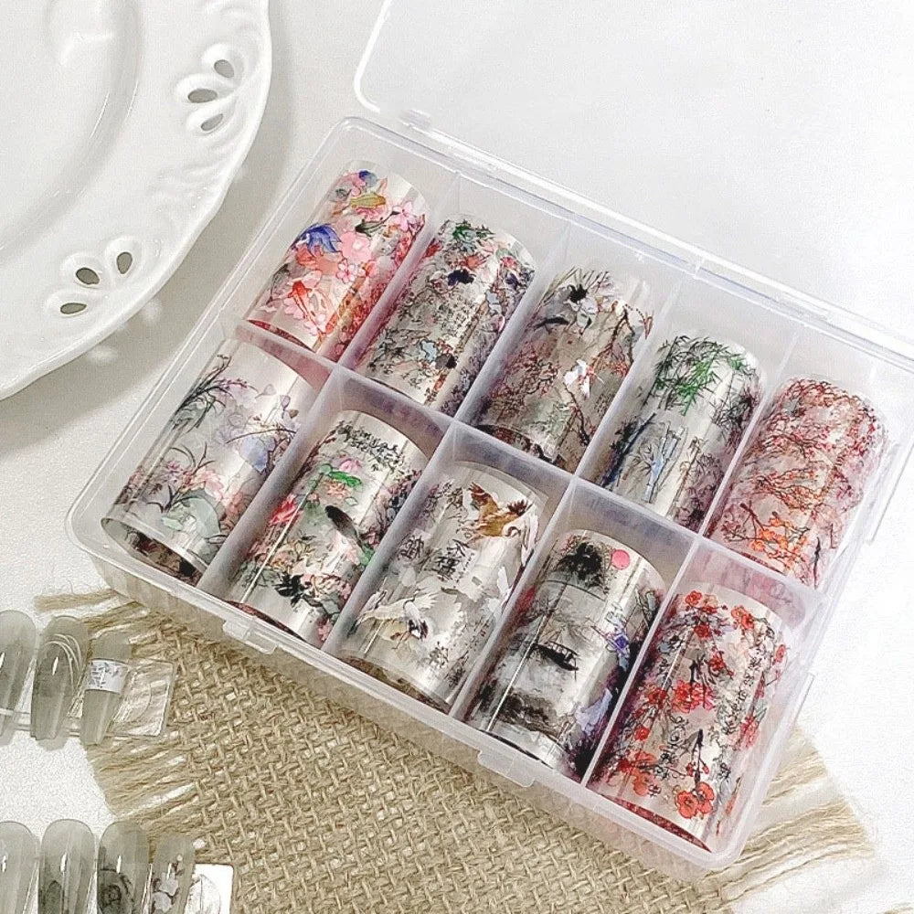 Lace Nail Transfer Foils | Leopard & Sequin 10-Pack DIY Art Nail Transfer Foils QXL 2