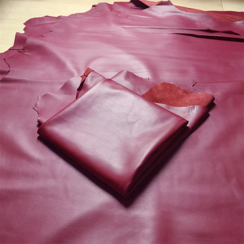 Wine Red Sheepskin Leather Fabric 0.5–0.7mm | DIY Garment Leather Craft Fabric QXL Wine red 30x40cm China Mainland