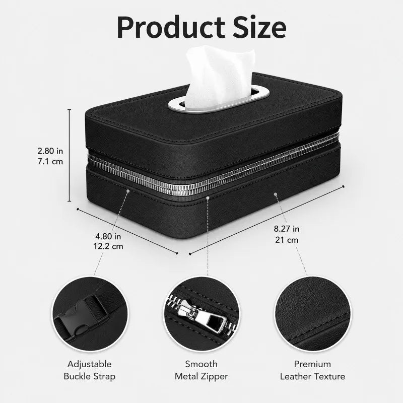 PU Leather Car Tissue Holder – Backseat, Armrest & Visor Car Tissue Holder QXL
