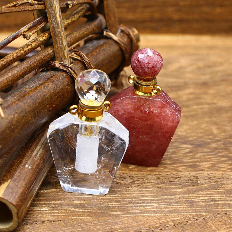 Faceted Crystal Essential Oil Pendant Necklace | Perfume Bottle Aromatherapy Pendant QXL