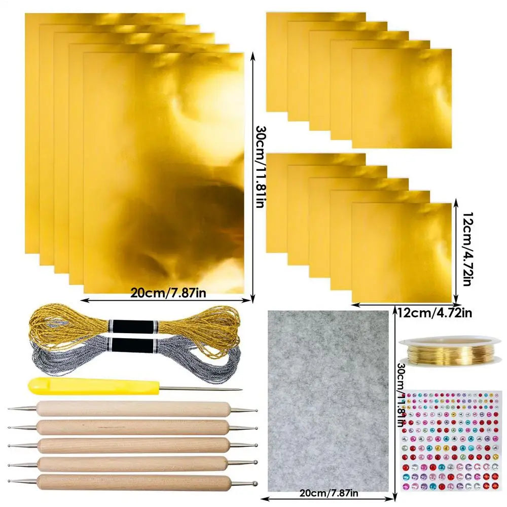 Foil Paper Craft Kit – Gold & Silver Christmas Engraving Art Foil Art Craft Kit QXL Gold