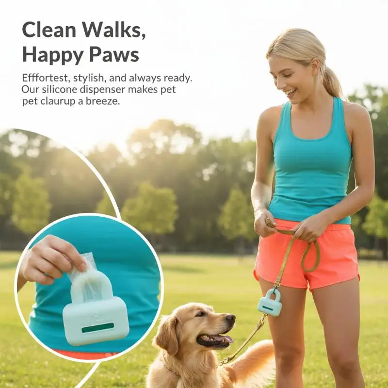 Silicone Pet Waste Bag Dispenser with Carabiner Clip Pet Waste Dispenser QXL
