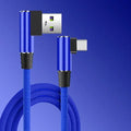 40W 90° Elbow USB-C Fast Charging Braided Cable | 5A USB-C Charging Cable QXL Blue 1m