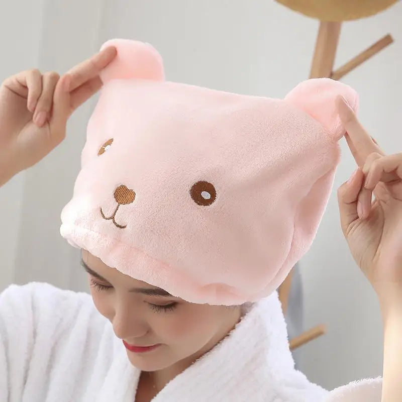 Microfiber Hair Turban Towel Cap | Quick-Dry Bonnet Pink Hair Turban Towel QXL