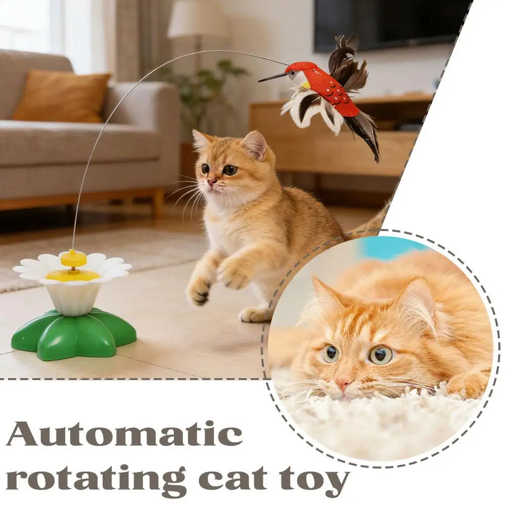 Electric Rotating Butterfly & Bird Cat Teaser Wand Toy Interactive Cat Toy QXL