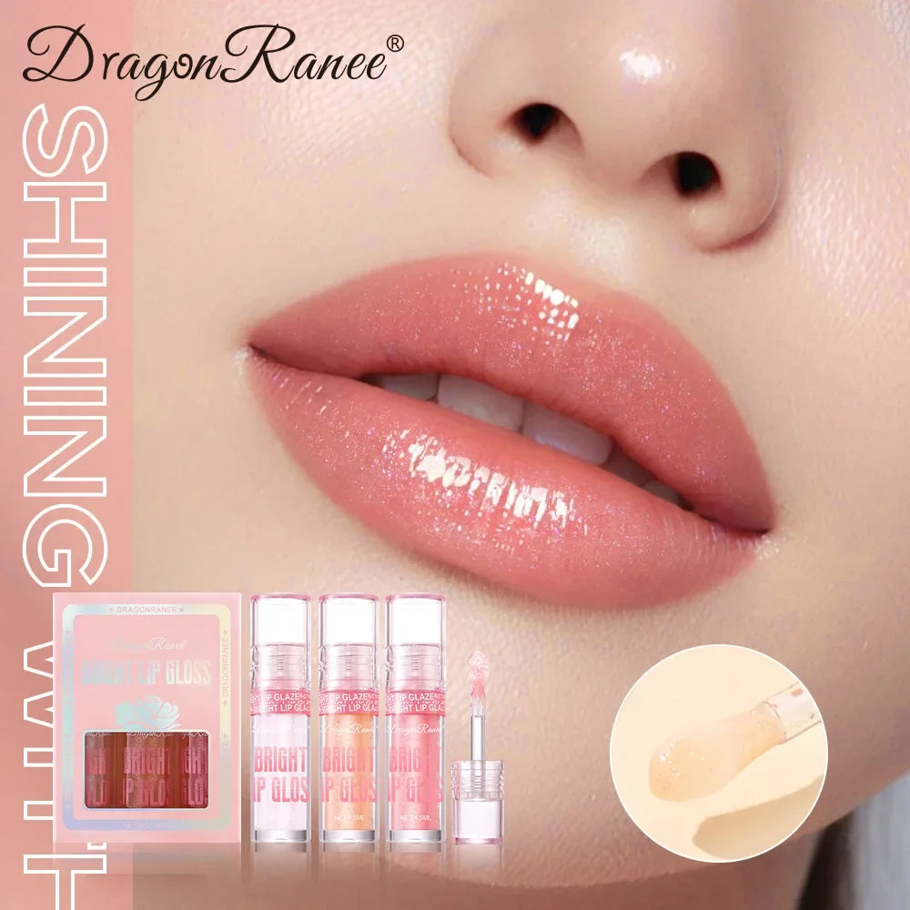 Dragon Ranee 3-Pc Glossy Lip Gloss Set | Pearlescent & Moisturizing Lip Gloss Set QXL